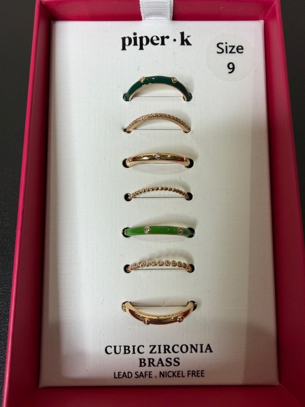 Piper K | Colored CZ Stackable Ring Set | Size 9